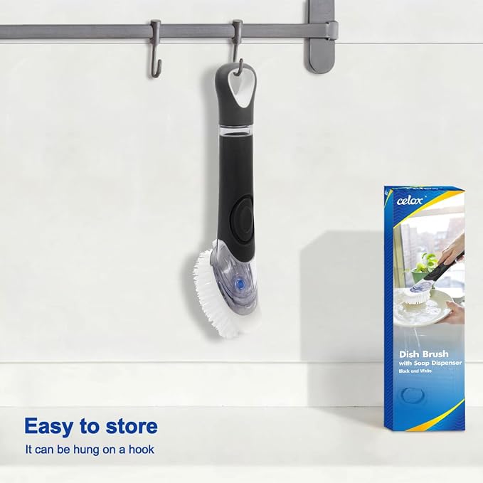 CELOX Dish Brush with Soap Dispenser, Dish Soap Brush with Handle - Image 7
