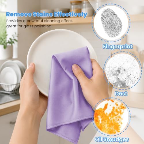 Puomue 12 Pack Microfiber Glass Cleaning Cloth, 10.8 Inch x 13.8 Inch, Lint - Image 6