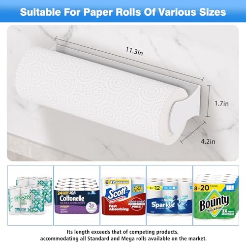 Paper Towel Holder Under Cabinet, Wall Mount, Adhesive or Screw - Image 5