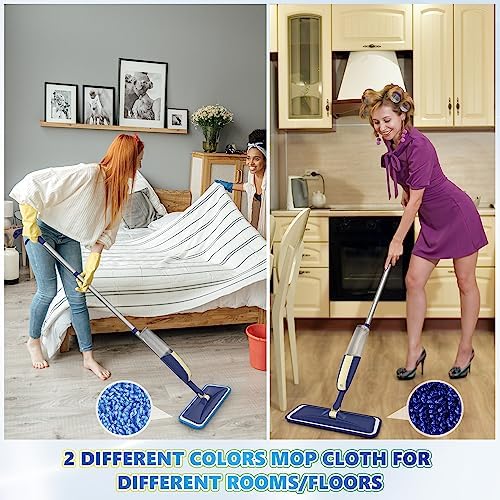 Spray Wet Mops for Floor Cleaning: Hardwood Floor Mop 2 Bottles Refillable - Image 2