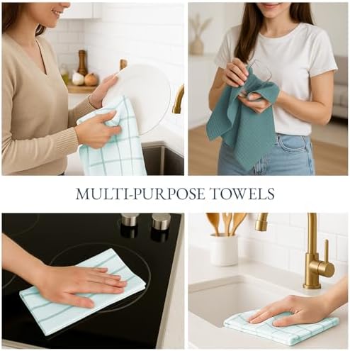 LANE LINEN Cotton Kitchen Towels and Dish Cloths Set, Quick-Drying Dish Towel - Image 6