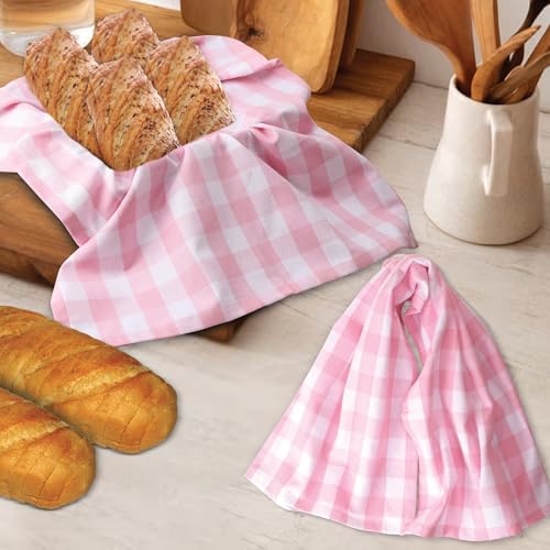 Urban Villa Kitchen Towels Cotton Dish Towels 20”x30” Pink Wht - Image 5