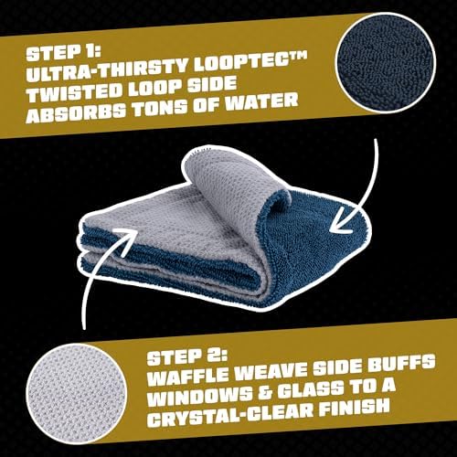 Chemical Guys, Clean Stroke Dual-Sided Glass Towels, 16 x 16 in, 2 Pack - Image 5