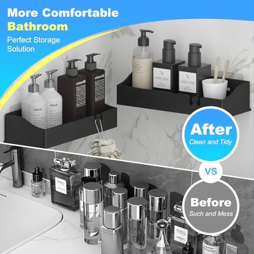 Acrylic Shower Organizer 3 Pack, Acrylic Adhesive Shelves Wall Mounted Bathroom - Image 4