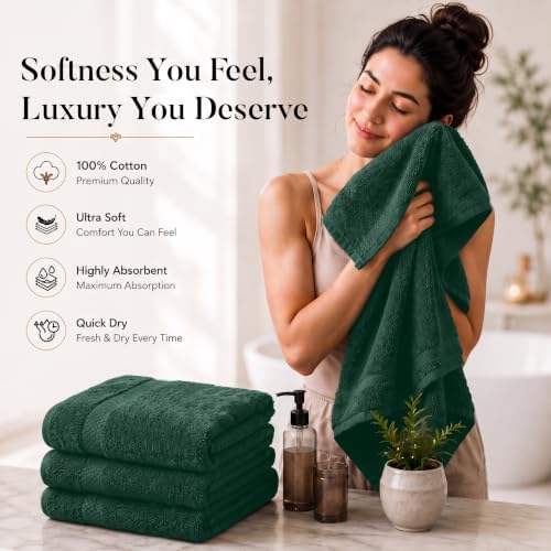 DAN RIVER 600 GSM Cotton Large Bath Towels Set of 4, 27 x 54 Inches H-Green - Image 6