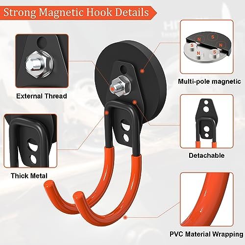 Heavy Duty Magnetic Garage Hooks, 4 Pack 2.59 Inch Large Neodymium Magnet Hooks - Image 3
