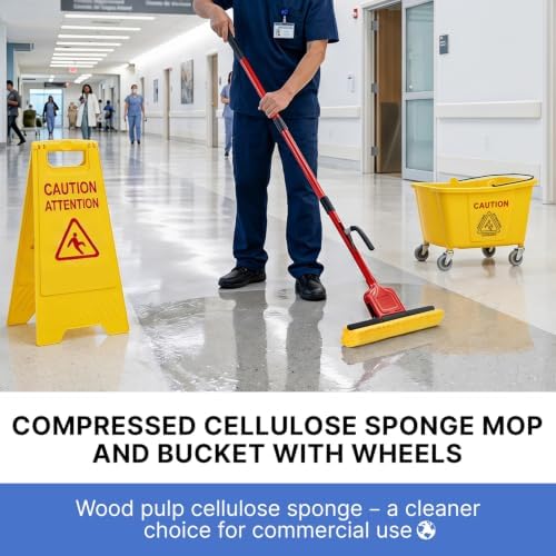Commercial Sponge Mop and Bucket Set - Image 2