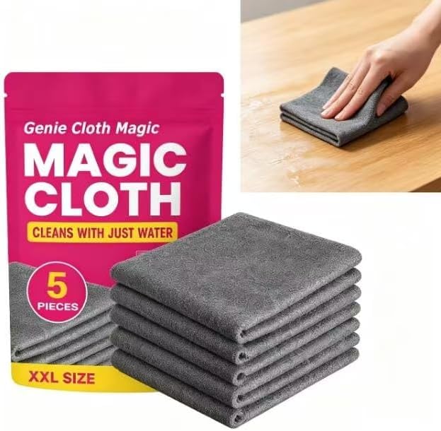 5 PackGenie Cloth Magic Cloth, Cleaning Cloth, Lint Free MicrofiberCleaning by Unknown
