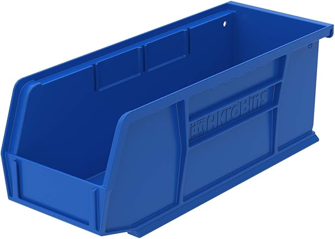 Akro-Mils 30150 Plastic Organizer and Storage Bins for Refrigerator, Kitchen & 30224 AkroBins Plastic Hanging Stackable Storage Organizer Bin, 11-Inch x 4-Inch x 4-Inch, Blue, 12-Pack