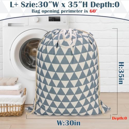 Canvas Laundry Bag with Handles & Drawstring 30"Wx35"H, L+ Gray Triangle - Image 2