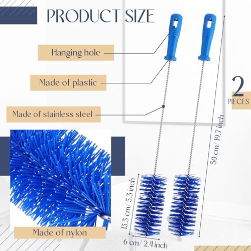 Baderke 2 Pcs Drain Brush Pipe Cleaning Tube Brush, 19.7 x 2.4 Inch - Image 2