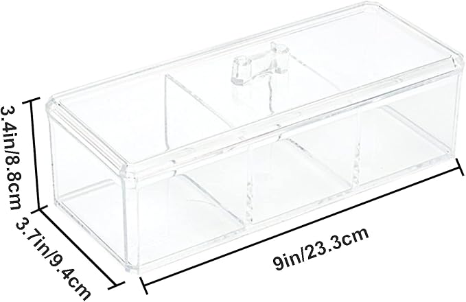 Square Qtip Holder Dispenser, 3 Compartments Cotton Ball Holder - Image 2