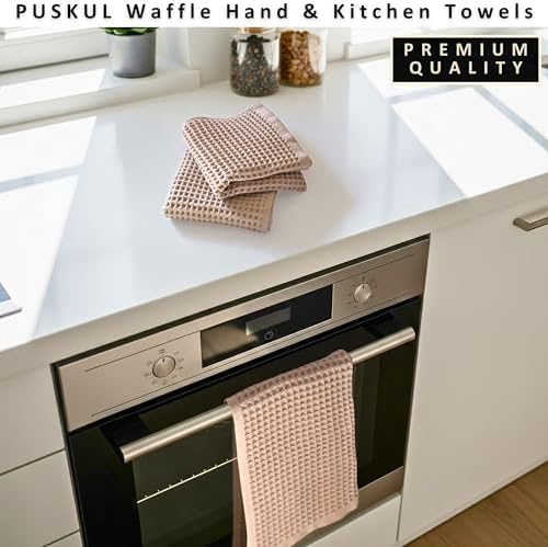 PÜSKÜL Natural 100% Turkish Cotton Waffle Hand and Kitchen Towels Set of 3 - Image 5