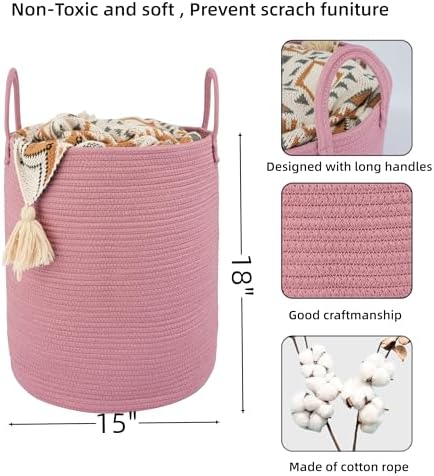 XUANGUO Cotton Rope Laundry Basket Hamper - Image 2