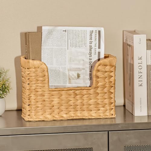 Set of 2 Magazine Holder Wall Basket Water Hyacinth Woven Mail Organizer - Image 4