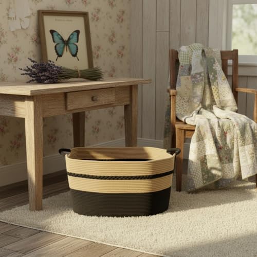 large laundry basket woven from natural cotton rope - Image 3