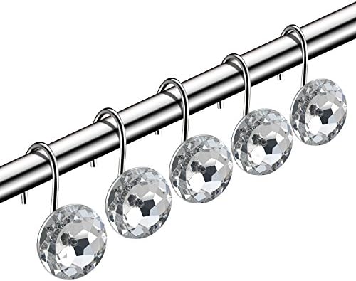 HBlife 12 Pcs Acrylic Decorative Rolling Diamond Shower Curtain Hooks Rust by HBlife