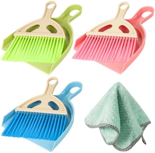 Lamoutor 3 Pack Medium Hand Broom and Dustpan Set Medium Dust Pans by Lamoutor