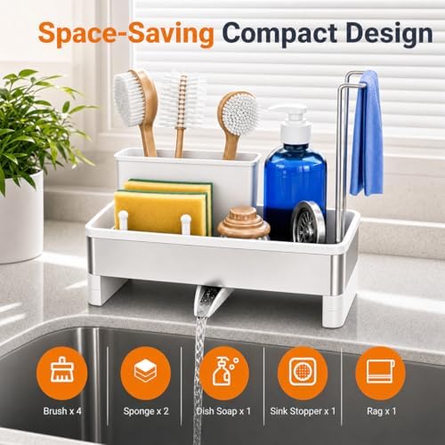 Laveshop Sponge Holder for Kitchen Sink, Rustproof Stainless Steel Sink Caddy - Image 2