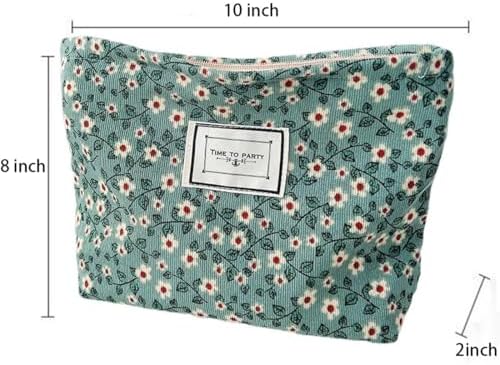Floral Makeup Bags for Women, Large Canvas Cosmetic Pouch for Purse - Image 6