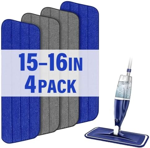 16.5" Microfiber Mop Pads Refills, 4 Pack Reusable Replacement Heads​​ by PANDAGRIP