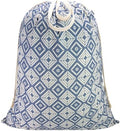 Canvas Laundry Bag with Handles & Drawstring 30"Wx35"H, L+ Geometry Blue by CALACH