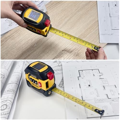 Laser Tape Measure 3 in 1 with Laser Level Crosshairs |196ft/60m LCD - Image 6