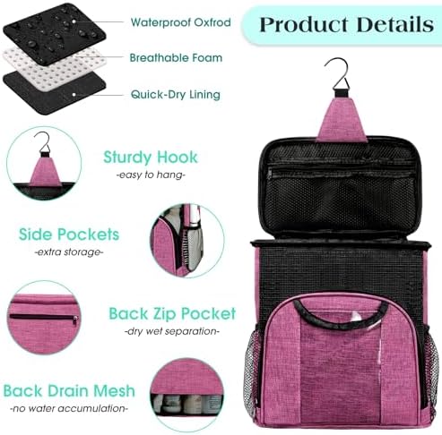 Attmu Portable Shower Caddy College Tote Bag, Quick Dry Hanging Toiletry Bag - Image 4