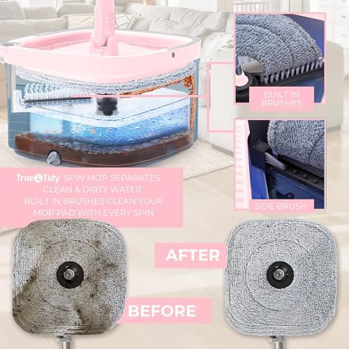 True & Tidy Square Spin Mop & Bucket System w/Machine Washable Pads - Image 2