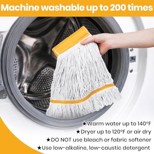 6PK Heavy Duty Commercial Mop Head Replacement- Loop End Cotton Blend String - Image 7