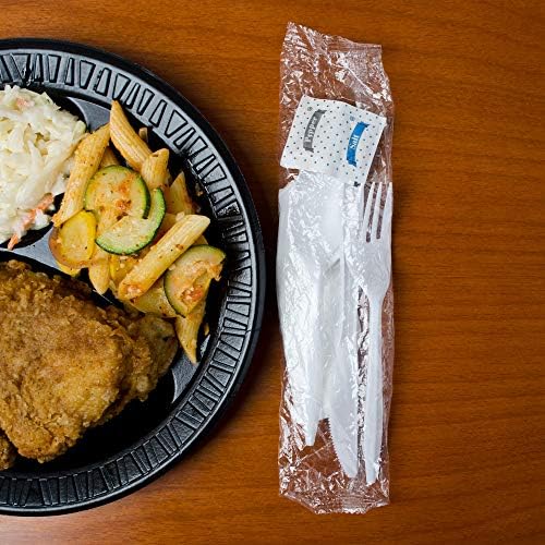 KitchenDine 100 Pack Medium Weight Wrapped white Plastic Cutlery Pack - Image 5