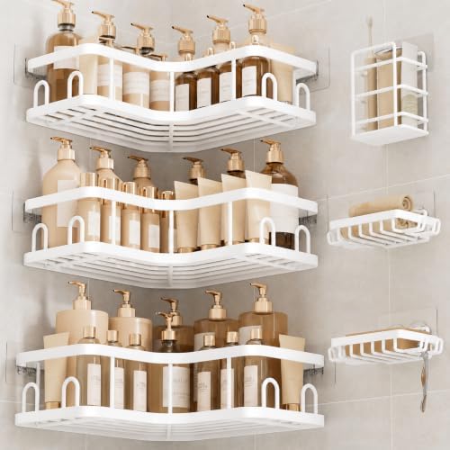 Veken Large Capacity Corner Shower Caddy 6-Pack, Advanced Rustproof Design by Veken