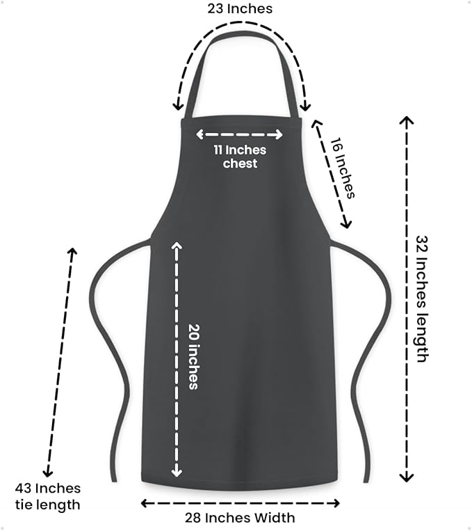 Aprons for Men - 100% Polyester Chef Apron Women with Extra Long Ties - Cooking Aprons for Women & Mens Apron