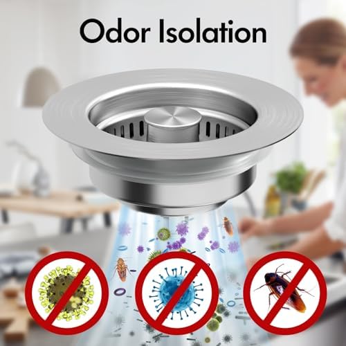 3 in 1 Kitchen Sink Drain Strainer & Sink Stopper, 304 Stainless Steel Pop Up - Image 4
