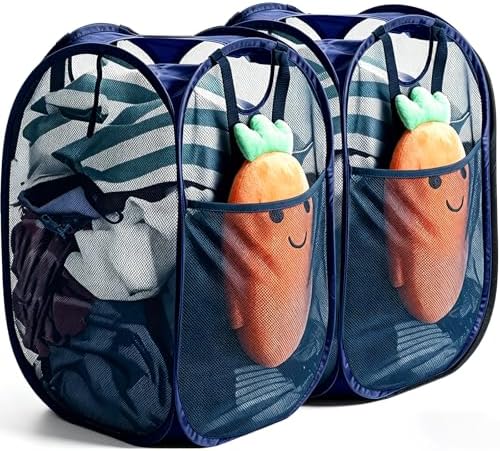 HOUSE AGAIN 2Pack Strong Mesh Pop Up Laundry Hamper, 70L Collapsible Laundry by HOUSEAGAIN