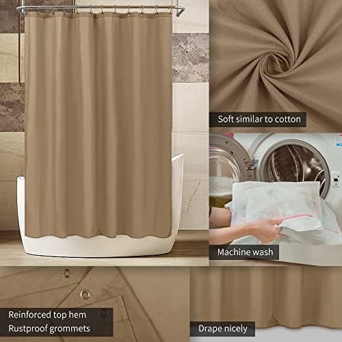 ALYVIA SPRING Waterproof Fabric Shower Curtain or Liner Coffee Brown - Image 3