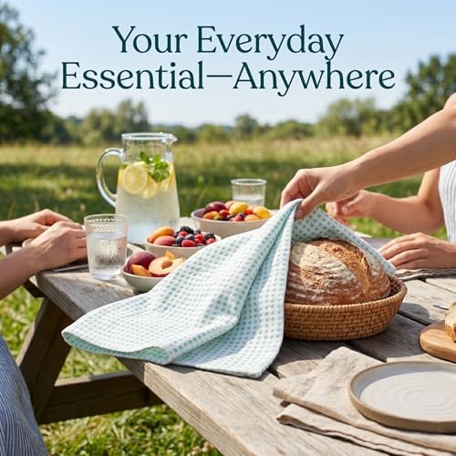 Urban Villa Kitchen Towels Cotton Dish Towels 20”x30” Aqua White - Image 5