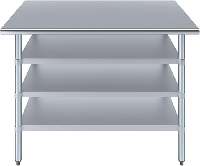 30 in. x 48 in. Stainless Steel Work Table with Three Bottom Shelves | NSF Kitchen Prep Table | Utitly Metal Table