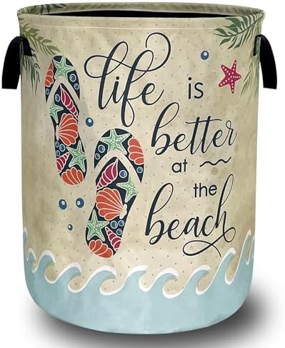 Funny Beach Laundry Basket Oxford Cloth Foldable Hamper 18.9x16.5 Inch by Unknown