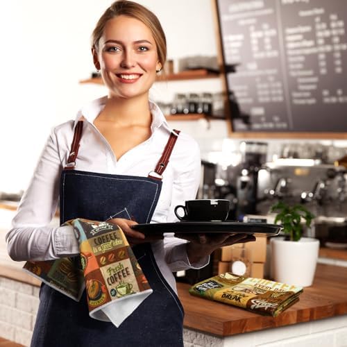 Bencailor 6 Pcs Coffee Kitchen Towels Decorative Sets Dish Towels Absorbent - Image 2