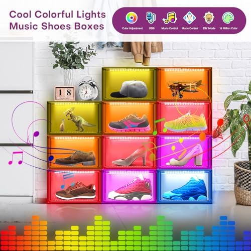 Oltraman LED Smart Shoe Boxes Display Case, Stackable Storage Organizers - Image 2