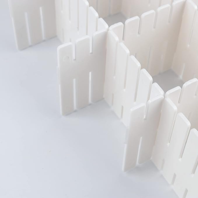 JOIKIT 64 Pack White Plastic DIY Grid Drawer Dividers, Adjustable Drawer - Image 3
