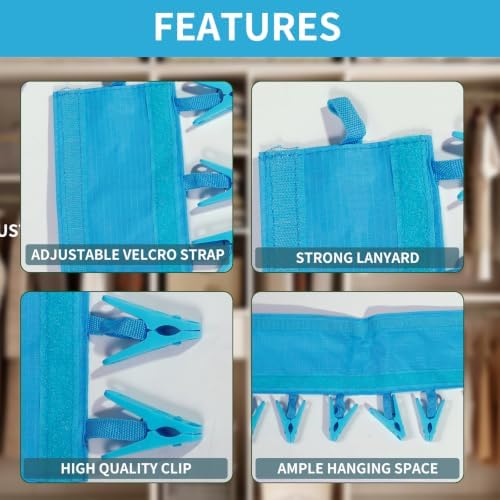 Mini Clothespins Travel Hangers 3-Pack Solid Blue, Foldable Portable Clothes - Image 5