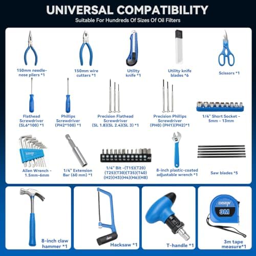 DISEN Home Tool Set with Storage Case Hammer Wrench Pliers Screwdrivers - Image 2