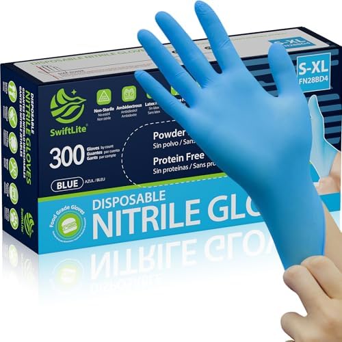 SWIFTLITE Blue Nitrile Gloves Disposable Latex Free, Food Safe by SWIFTLITE