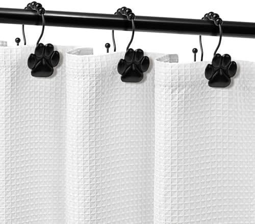 Sunlit Fashion Design Cute Paw Print Polished Double Shower Curtain Hooks - Image 6