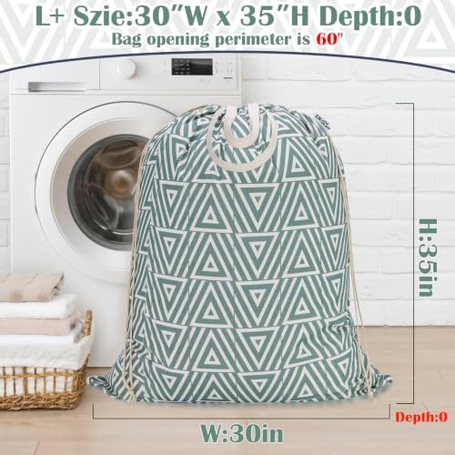 Canvas Laundry Bag with Handles & Drawstring 30"Wx35"H, L+ Geom SlateGreen - Image 2