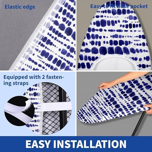 Ironing Board Cover and Pad, Thick Scorch Resistant Padding Purple Shibori - Image 3