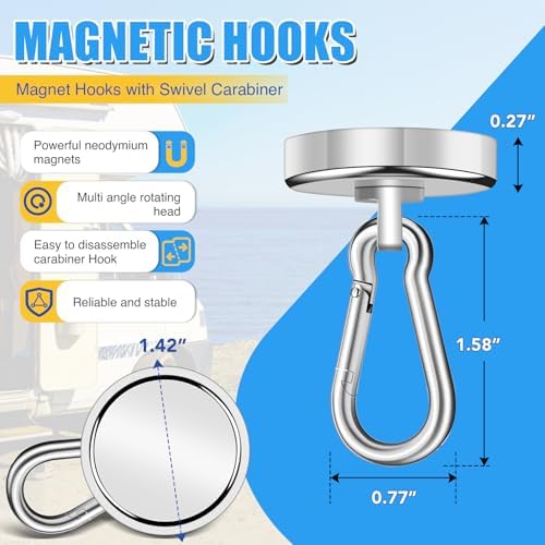 Magnetic Hooks Heavy Duty 150Lbs, 4 Pack Super Strong Magnetic Hooks - Image 2