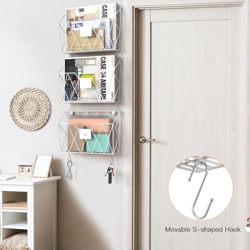 YBING Wall File Organizer 6 Pack Mesh Wire Hanging File Holder - Image 3